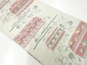 アンティーク　花唐草模様織出し袋帯（材料）